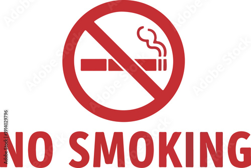 A red sign indicating no smoking with a cigarette icon, viewed directly.