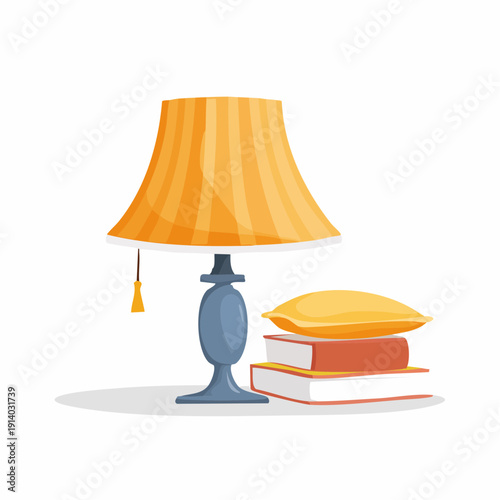 Cozy reading nook essentials a warm glow lamp, stack of books, and soft pillow for relaxation