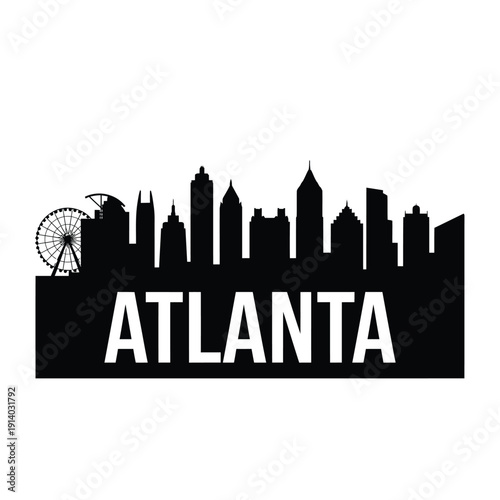 Atlanta skyline silhouette with the city name prominently displayed below