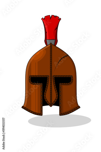 vector illustration of an ancient warrior helmet on a white background