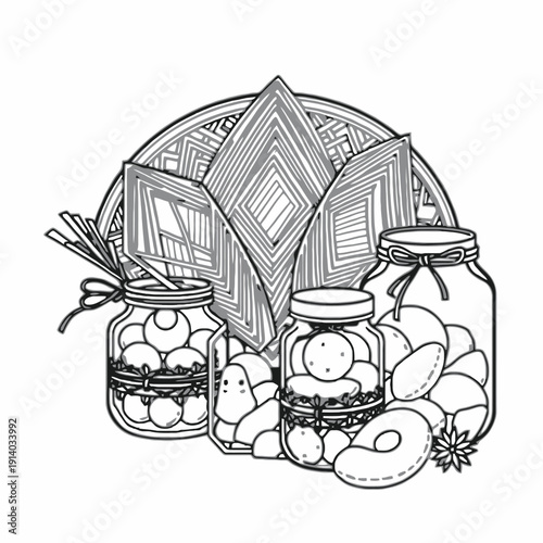 Canned Goods and Baked Items Illustration