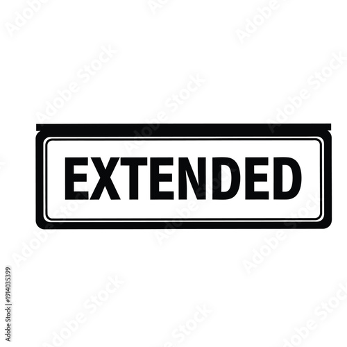Vector illustration icon black and white rectangular label with the word extended