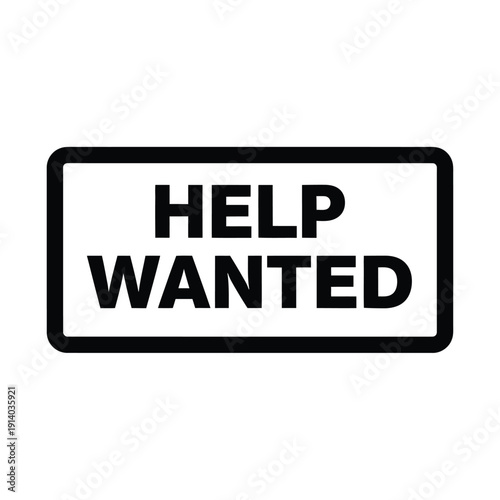 Vector illustration icon help wanted sign with bold text