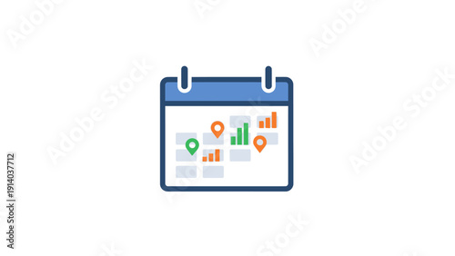Calendar with colorful business charts.