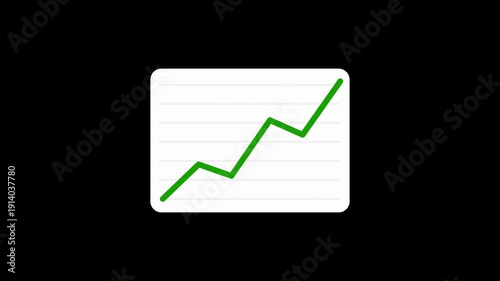 Green Upward Growth Graph Animation with Transparent Background Alpha Channel – Financial Chart Overlay MOV