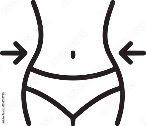 Slim female waist line icon representing weight loss goals and body shape correction diet results