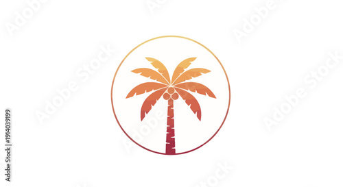 Tropical Palm Tree Logo Icon with Gradient Colors