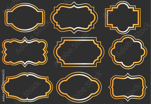 Set of luxury  Gold vintage frames. Ornamental label frames. Design of retro labels, Royal wedding insignia, sale sticker invitation card. vector illustration