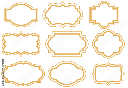 Set of luxury vintage frames. Ornamental label frames. Design of retro labels, Royal wedding insignia, sale sticker invitation card. vector illustration.