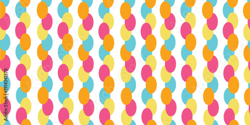 Cheerful colorful oval patterns repeating to form a dynamic modern visual rhythm