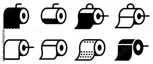 toilet paper roll icon set