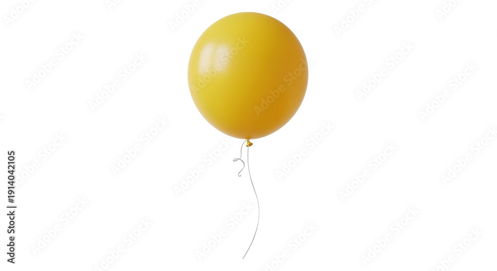 Obraz premium Bright yellow balloon PNG isolated on transparent background, party decoration for birthday celebration and festive events