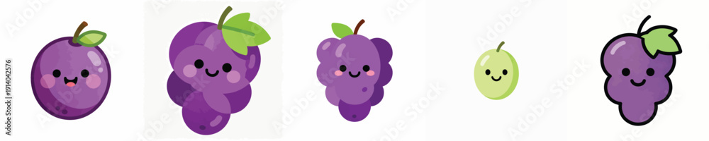 Fototapeta premium cute grape vector has eyes and mouth