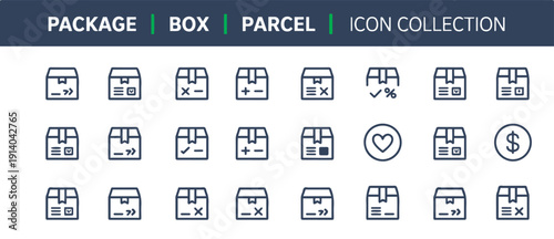 package box parcel icon set