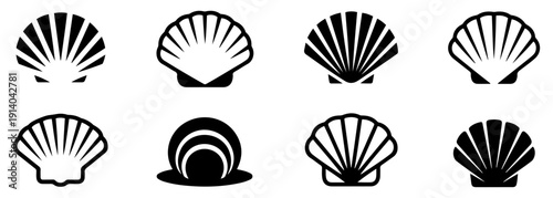 shell icon set seashell vector