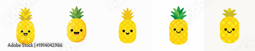cute pineapple vector has eyes and mouth
