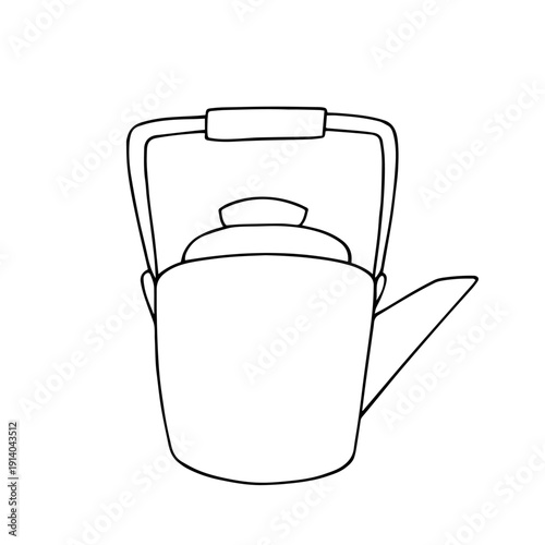 Line sketch, doodle teapot. Vector graphics.