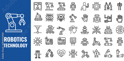 Robotics Technology Line Art Icons Collection