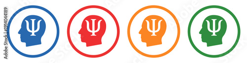 psi greek letter psychology icon set