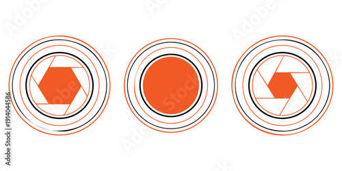 Camera shutter icons set. Vector illustration