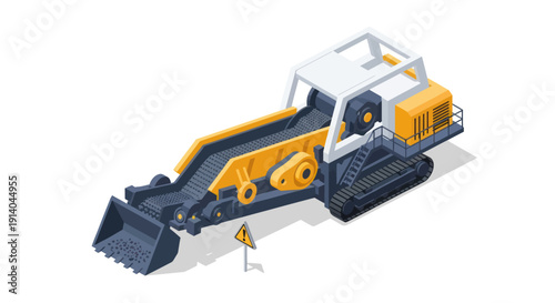 Heavy Machinery Bulldozer with Tracks and Blade.