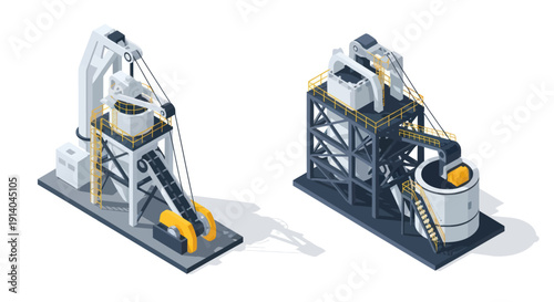 Industrial machinery 3D models for manufacturing and production processes.