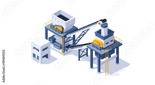 Industrial machinery equipment with conveyor belt and processing units.