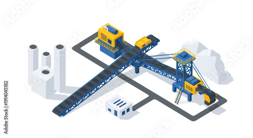 Industrial manufacturing facility with conveyor belt and machinery.