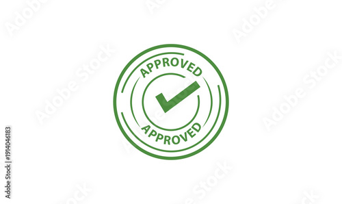 Green  Approved stamp on white background, symbolizing official approval.