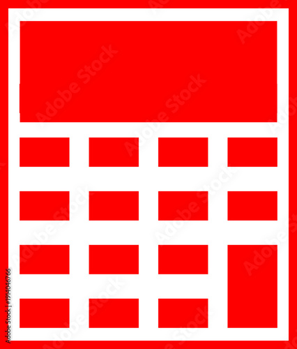 Red Calculator Icon for Accounting, Business Finance, Mathematics, and Educational Apps