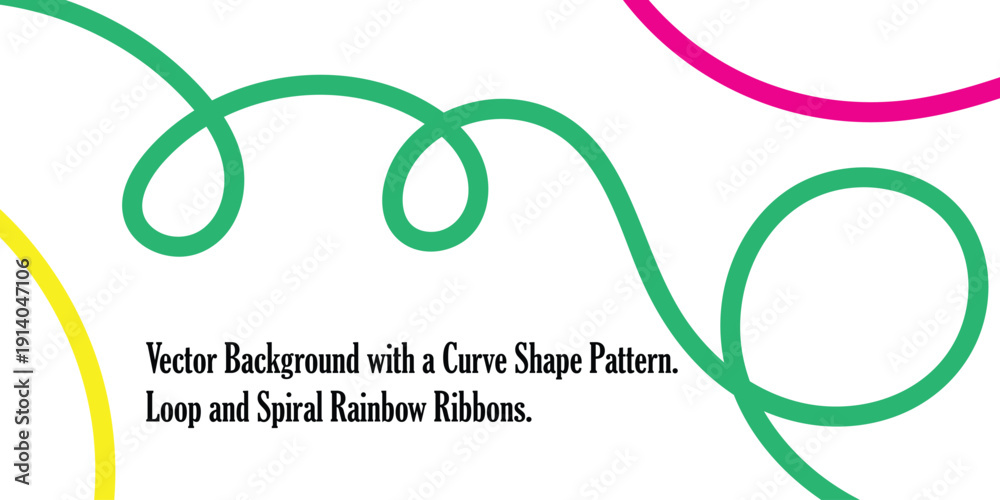 Obraz premium Vibrant rainbow wavy ribbons pattern background with colorful curvy shapes
