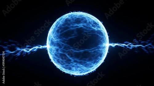 Blue glowing plasma energy ball with electric lightning sparks and bolts【Generative AI】
