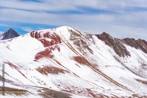 Wallpaper Mural Scenic winter landscape with the snow covered Red Valley seen from the Vinicunca mountain viewpoint also called Rainbow Mountain, in Peru Torontodigital.ca