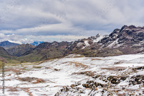 Wallpaper Mural Scenic dramatic winter landscape seen from the hiking path to Vinicunca mountain also called Rainbow Mountain, Torontodigital.ca