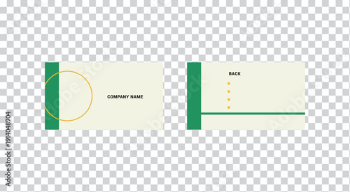 Empty Business card design template with green and yellow geometric elements