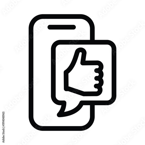 smartphone with tumbs up outline icon vector design good for web or mobile app