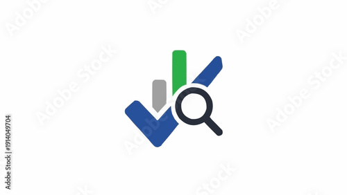 Foto Magnifying glass with check marks logo.