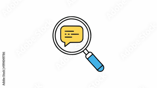 Fotografie Magnifying glass with speech bubble icon.