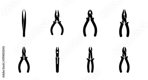 Pliers icons set with cutting gripping and hand tools vector
