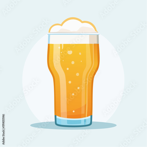 Golden beer with frothy head in a pint glass, a refreshing beverage for any occasion
