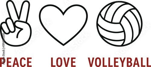 Peace Love Volleyball Sports Graphic
