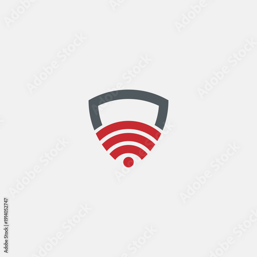 Secure Wireless Network Shield Icon Digital Protection Concept.