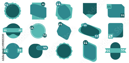 Abstract vector quote boxes speech bubbles testimonials callout banners graphic elements teal green modern UI UX assets