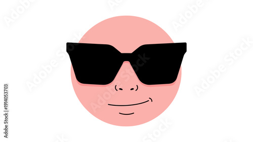 a cool minimalistic cartoon face with black sunglasses and a subtle smile exuding confidence and calmness perfect for playful avatars or branding.