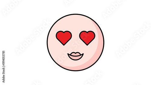 a heart eyes emoji face illustration with red hearts for eyes and a smiling mouth conveying love adoration and romance for digital communication and social media.
