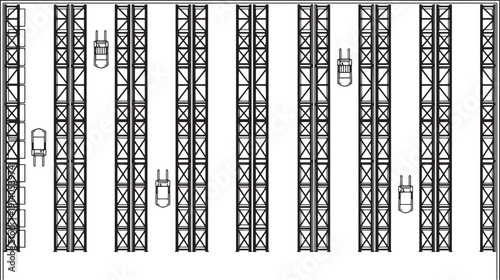 An organized and efficient warehouse, with high storage racks, symbolizes a bustling hub of modern logistics and supply chain operations.