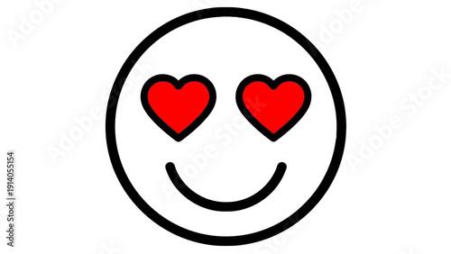 heart eyes emoji smiling with red heart-shaped eyes graphic conveying love adoration happiness for digital communication.