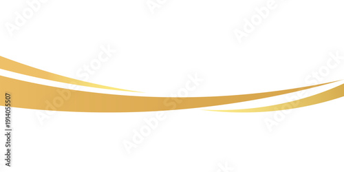 Flowing golden waves and swooshes with golden gradient for a luxurious border or footer on a certificate, banner