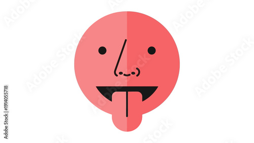playful red cartoon face with its tongue sticking out a silly expression ideal for lighthearted designs and childrens content.