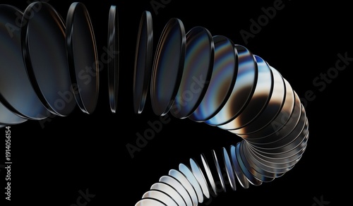 3D abstract background illustration, neon light holographic gradient, abstract crystal pattern, caustic effect, and glass chromatic circle plate shapes render